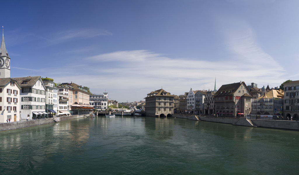 Part of a series of panoramic views of Zürich in Switzerland
